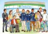Family Mart упрощает дизайн упаковки и переходит на чёрно-белую печать Family Mart упрощает дизайн упаковки и переходит на чёрно-белую печать — иллюстрация у магазина с сотрудниками и покупателями, акцент на экологичности и снижении затрат
