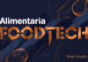Оборудование для мясопереработки Fortifi на Alimentaria FoodTech 2026 Оборудование для мясопереработки Fortifi на Alimentaria FoodTech 2026 — логотип выставки Alimentaria FoodTech на тёмно-синем фоне с медными технологическими схемами и контурами оборудования, Meat Industry PRO